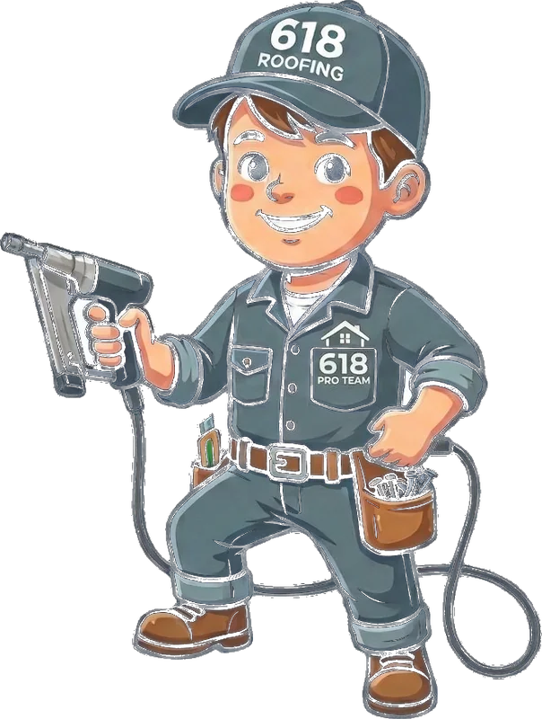 618 Roofing mascot — friendly roofer with nail gun